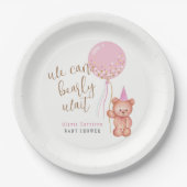 Minimalistisch Teddy Bear Pink Balloon Babydusche Pappteller (Vorderseite)