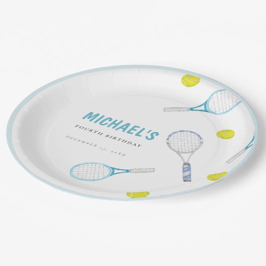 Minimalistisch Tennis Birthday Paper Teller (Schrägansicht)