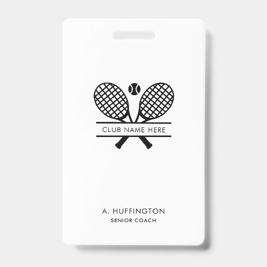 Minimalistisch Tennis Club Name Mitarbeiter ID Cus Ausweis (Vorderseite)
