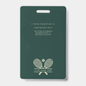 Minimalistisch Tennis Club Name Mitarbeiter ID Cus Ausweis (Rückseite)