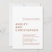 Minimalistisch Terracotta Abgeschiedene Namen Hoch Einladung (Vorderseite)