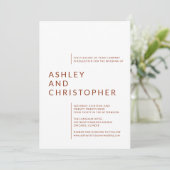 Minimalistisch Terracotta Abgeschiedene Namen Hoch Einladung (Stehend Vorderseite)