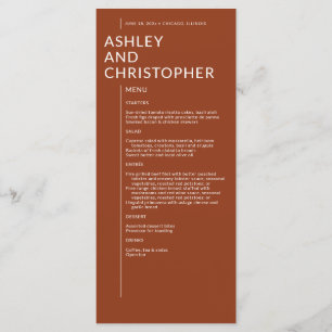 Minimalistisch Terracotta Abgeschiedene Namen Hoch Menükarte