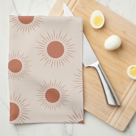 Minimalistisch Terracotta Abstrakt Boho Geschirrtuch (Viertel Falte)