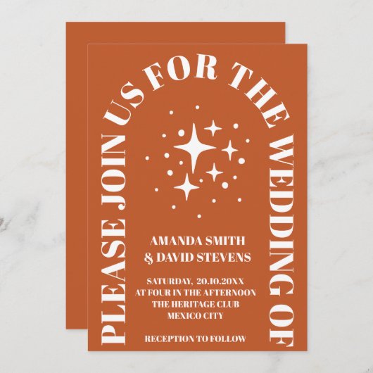 Minimalistisch Terracotta Arch Boho Rustikale Hoch Einladung (Vorne/Hinten)