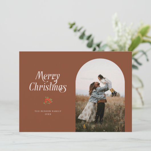 Minimalistisch Terracotta Arch Frohe Weihnachten F (Stehend Vorderseite)