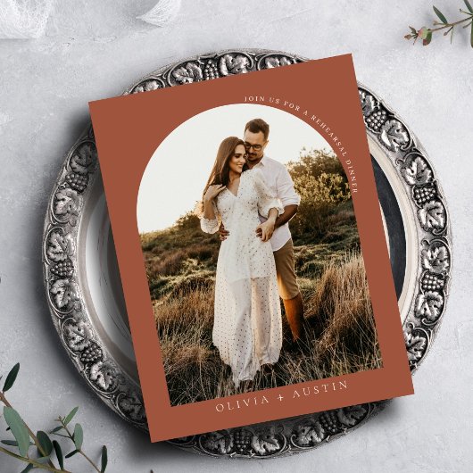 Minimalistisch Terracotta auf dem Foto Probe Dinne Einladung