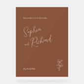 Minimalistisch Terracotta Boho Botanicals Hochzeit Acrylschild (Vorderseite)