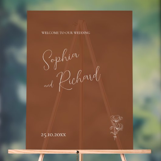 Minimalistisch Terracotta Boho Botanicals Hochzeit Acrylschild (Neutral)