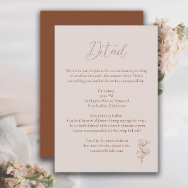 Minimalistisch Terracotta Boho Botanicals Hochzeit Begleitkarte
