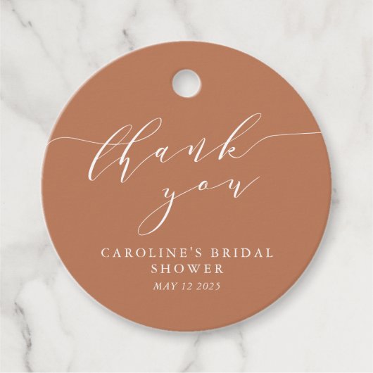 Minimalistisch Terracotta Boho Brautparty Vielen D Geschenkanhänger (Vorderseite)