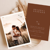 Minimalistisch Terracotta Boho Foto Wedding Einladung