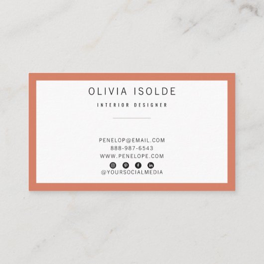 Minimalistisch Terracotta Boho Moderne Moderne Mod Visitenkarte (Rückseite)