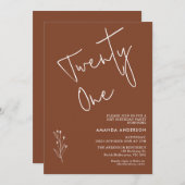 Minimalistisch Terracotta Boho Motif 21. Geburtsta Einladung (Vorne/Hinten)