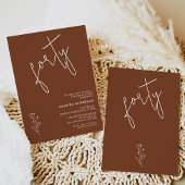 Minimalistisch Terracotta Boho Motif 40. Geburtsta Einladung