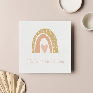 Minimalistisch Terracotta Boho Rainbow Geburtstags Serviette