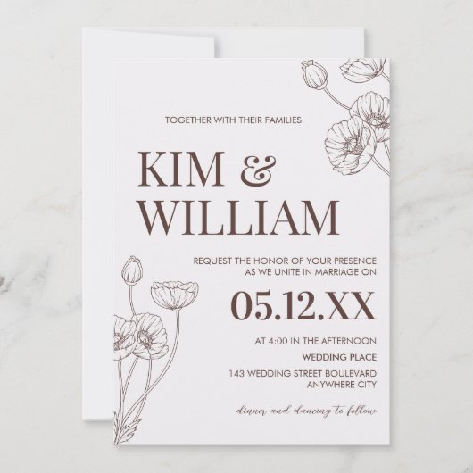 Minimalistisch Terracotta Boho Wedding Einladung (Vorderseite)