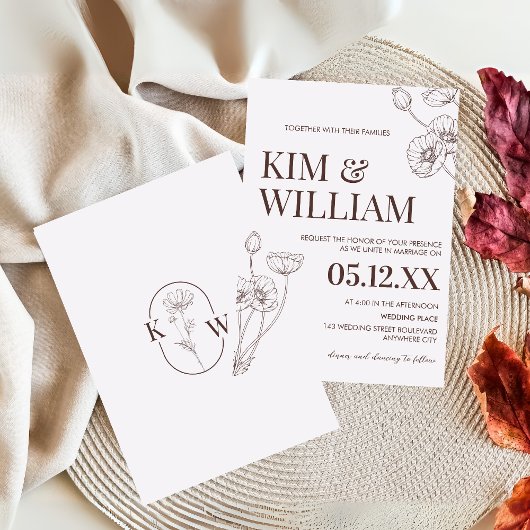 Minimalistisch Terracotta Boho Wedding Einladung