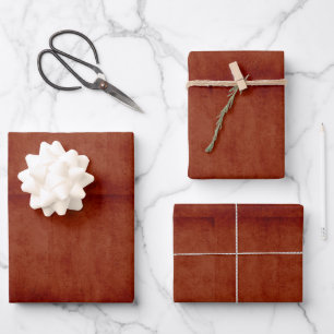 Minimalistisch Terracotta Brown Solid Texture Eleg Geschenkpapier Set