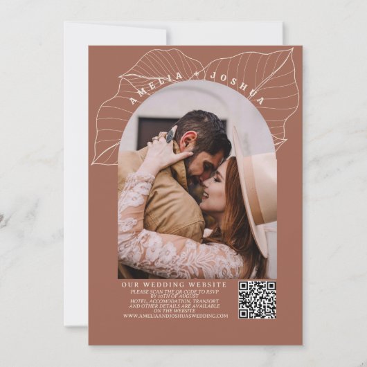 Minimalistisch Terracotta Burnt Orange Boho Einladung (Vorderseite)