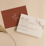 Minimalistisch Terracotta Burnt Orange Boho Weddin Begleitkarte<br><div class="desc">Minimalistische Terracotta Burnt Orange Boho Hochzeitskarte. Monogramm hinten.</div>