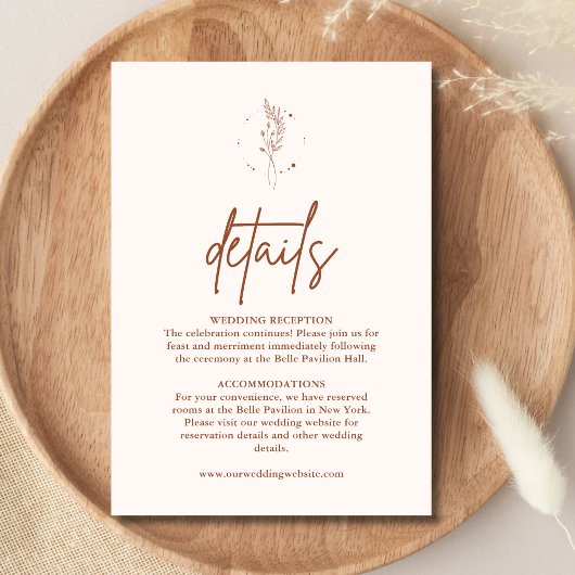 Minimalistisch Terracotta Burnt Orange Boho Weddin Begleitkarte