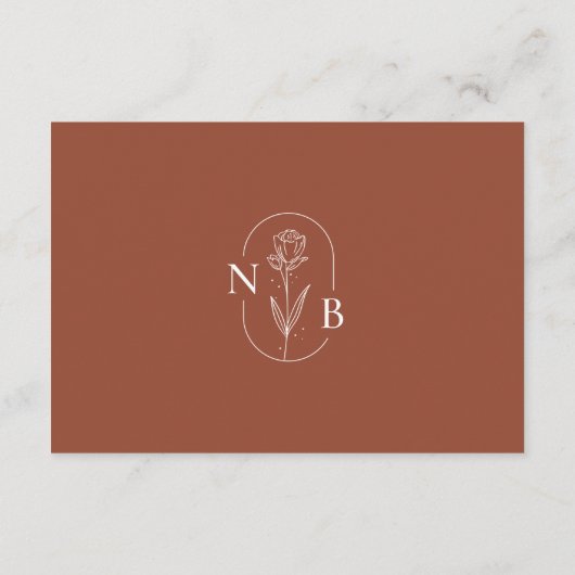 Minimalistisch Terracotta Burnt Orange Boho Weddin Begleitkarte (Rückseite)