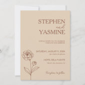 Minimalistisch Terracotta Burnt Orange Boho Weddin Einladung (Vorderseite)