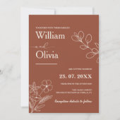 Minimalistisch Terracotta Burnt Orange Boho Weddin Einladung (Vorderseite)