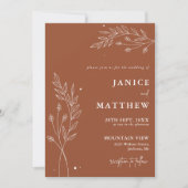 Minimalistisch Terracotta Burnt Orange Boho Weddin Einladung (Vorderseite)