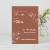 Minimalistisch Terracotta Burnt Orange Boho Weddin Einladung (Stehend Vorderseite)