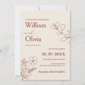 Minimalistisch Terracotta Burnt Orange Boho Weddin Einladung (Vorderseite)