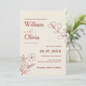 Minimalistisch Terracotta Burnt Orange Boho Weddin Einladung (Stehend Vorderseite)
