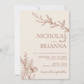 Minimalistisch Terracotta Burnt Orange Boho Weddin Einladung (Vorderseite)