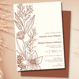 Minimalistisch Terracotta Burnt Orange Boho Weddin Einladung