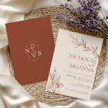 Minimalistisch Terracotta Burnt Orange Boho Weddin Einladung<br><div class="desc">Minimalistische Terracotta Burnt Orange Boho Hochzeitseinladung. Monogramm hinten.</div>