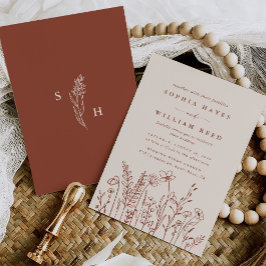 Minimalistisch Terracotta Burnt Orange Boho Weddin Einladung
