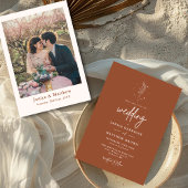 Minimalistisch Terracotta Burnt Orange Boho Weddin Einladung