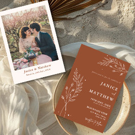 Minimalistisch Terracotta Burnt Orange Boho Weddin Einladung