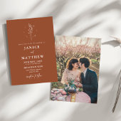 Minimalistisch Terracotta Burnt Orange Boho Weddin Einladung