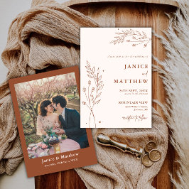 Minimalistisch Terracotta Burnt Orange Boho Weddin Einladung