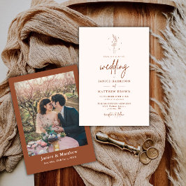 Minimalistisch Terracotta Burnt Orange Boho Weddin Einladung