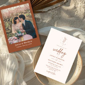 Minimalistisch Terracotta Burnt Orange Boho Weddin Einladung