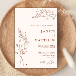 Minimalistisch Terracotta Burnt Orange Boho Weddin Einladung