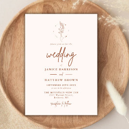 Minimalistisch Terracotta Burnt Orange Boho Weddin Einladung