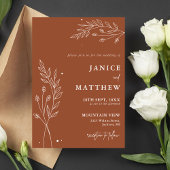 Minimalistisch Terracotta Burnt Orange Boho Weddin Einladung