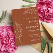 Minimalistisch Terracotta Burnt Orange Boho Weddin Einladung