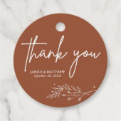 Minimalistisch Terracotta Burnt Orange Boho Weddin Geschenkanhänger (Vorderseite)