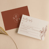 Minimalistisch Terracotta Burnt Orange Boho Weddin RSVP Karte