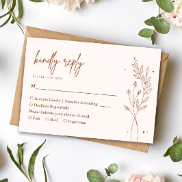 Minimalistisch Terracotta Burnt Orange Boho Weddin RSVP Karte
